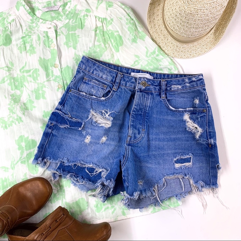 Zara Trafaluc Denim Makers Jean Shorts, Distressed